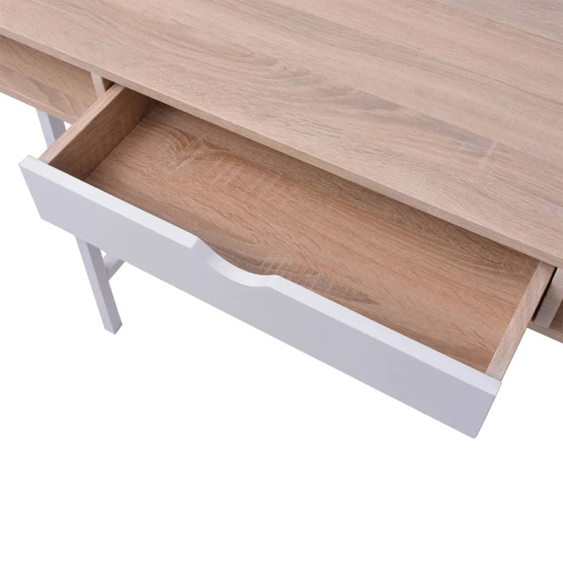 Desk with 1 Drawer Oak and White