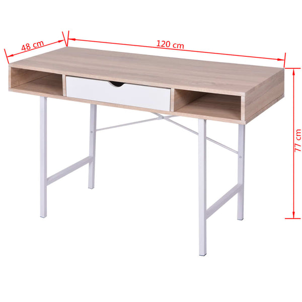 Desk with 1 Drawer Oak and White