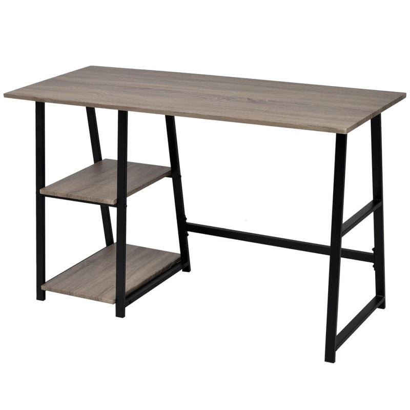 Desk with 2 Shelves Gray and Oak