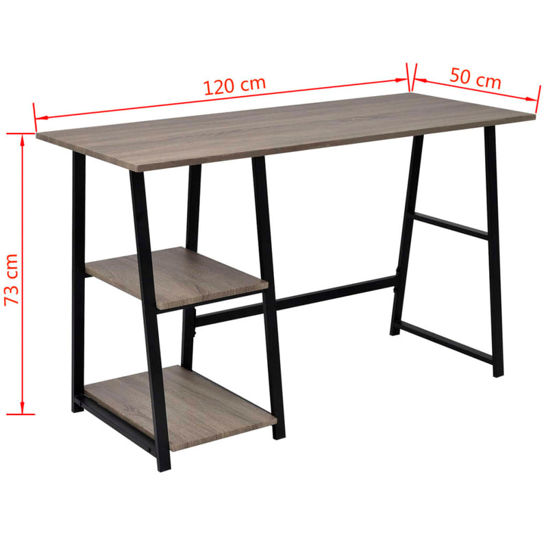 Desk with 2 Shelves Gray and Oak