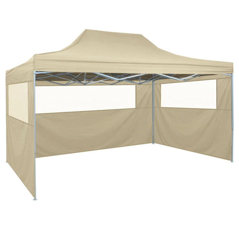 Foldable Tent Pop-Up with 4 Side Walls 9.8'x14.8' Cream White