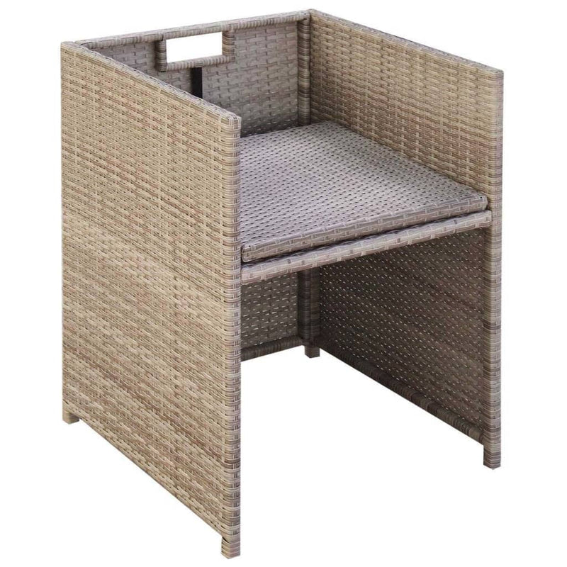 3 Piece Bistro Set with Cushions Poly Rattan Beige