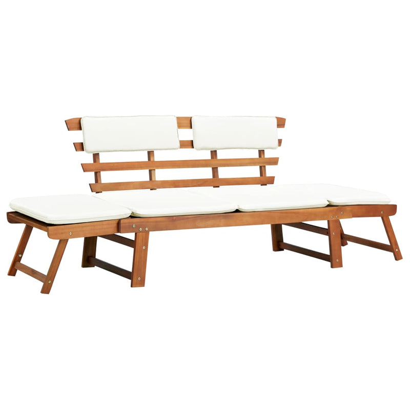 Patio Bench with Cushions 2-in-1 74.8â€ Solid Acacia Wood