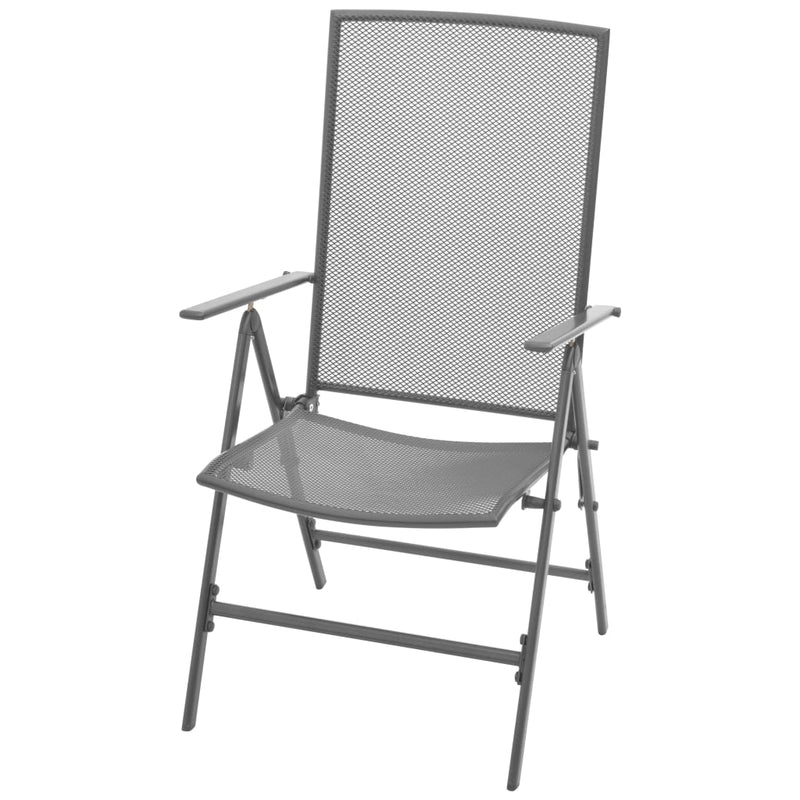 Stackable Patio Chairs 2 pcs Steel Gray
