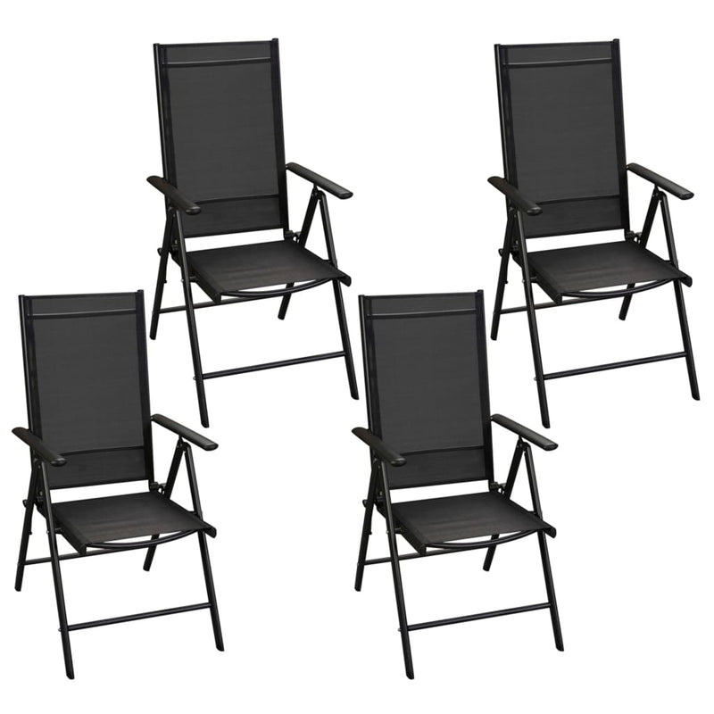 5 Piece Patio Dining Set with Folding Chairs Aluminium Black