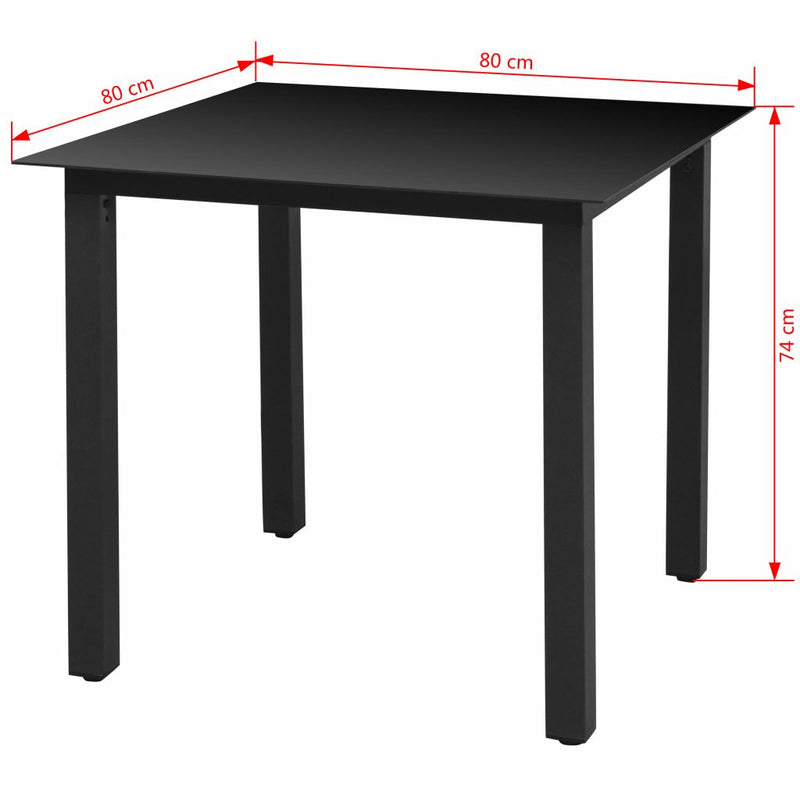 Patio Table Black 31.5"x31.5"x29.1" Aluminium and Glass