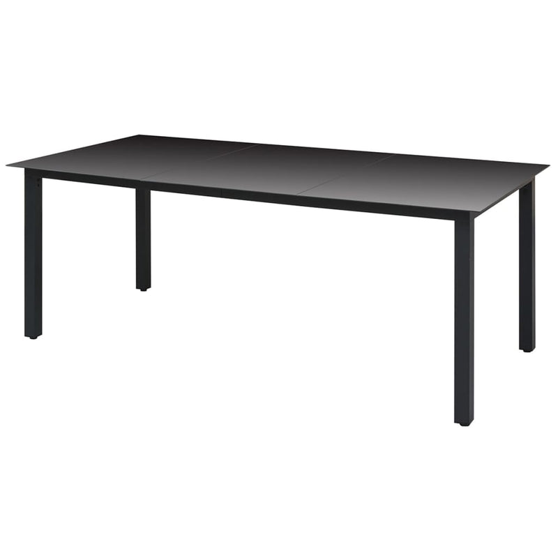 Patio Table Black 74.8"x35.4"x29.1" Aluminium and Glass