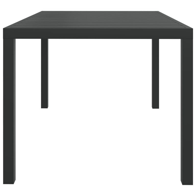 Patio Table Black 59.1"x35.4"x29.1" Aluminium and WPC