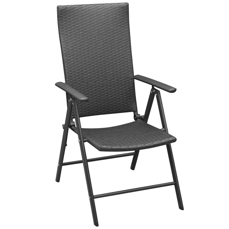 Stackable Patio Chairs 2 pcs Poly Rattan Black