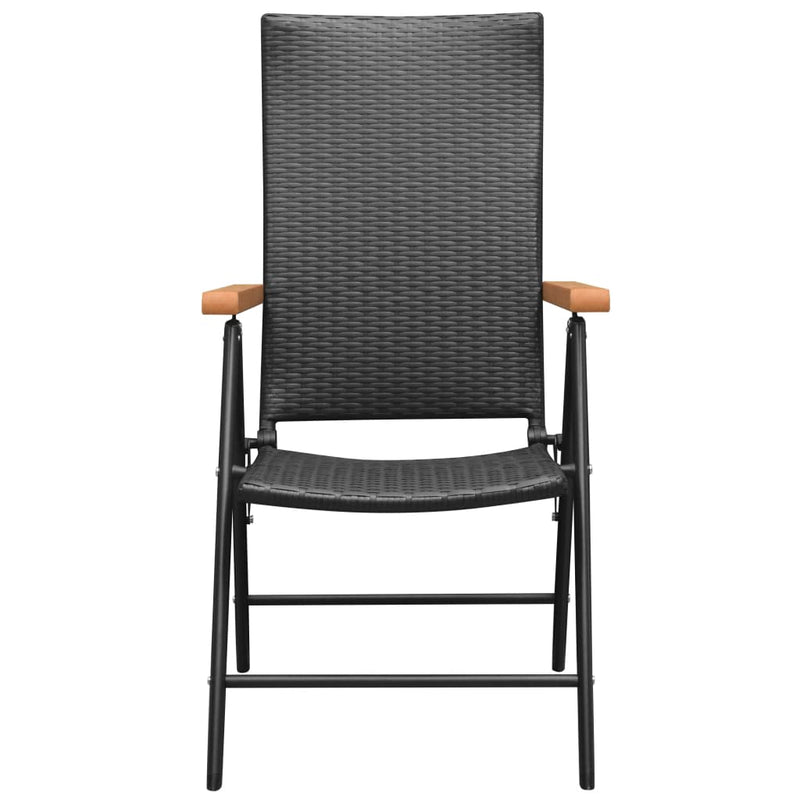 Stackable Patio Chairs 2 pcs Poly Rattan Black