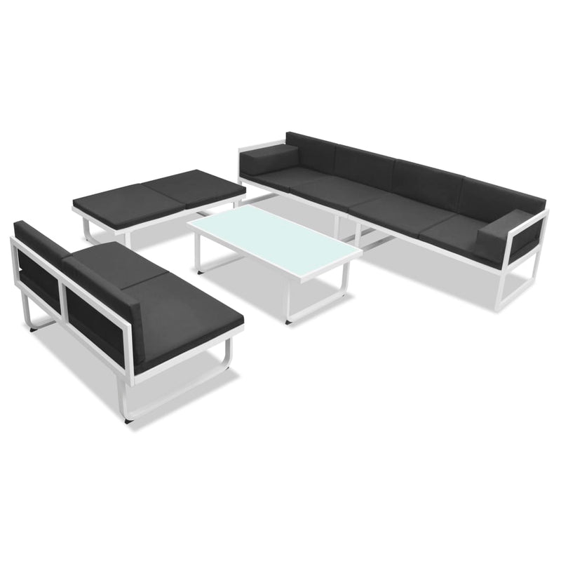 5 Piece Patio Lounge Set Textilene Aluminium Black