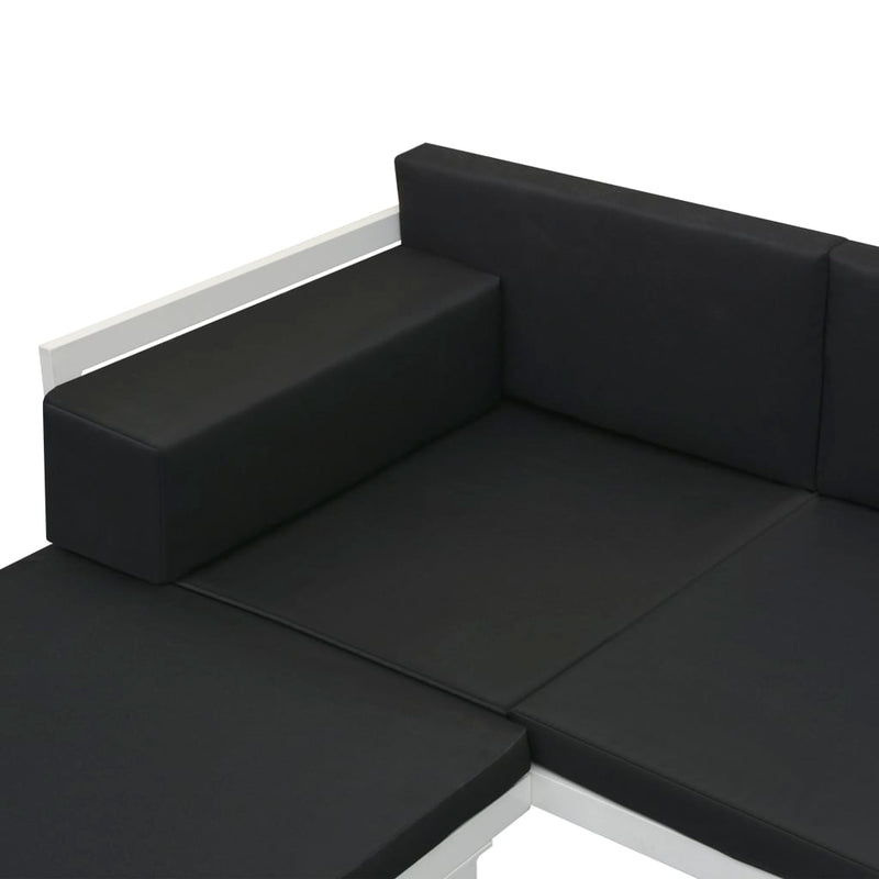 5 Piece Patio Lounge Set Textilene Aluminium Black