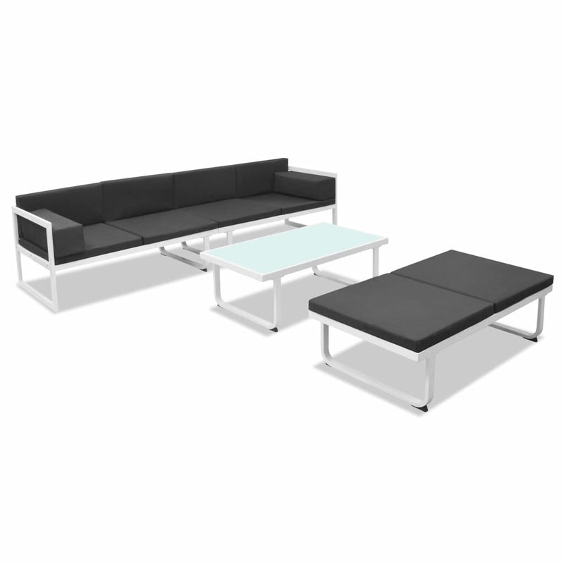 4 Piece Patio Lounge Set with Cushions Aluminium Black