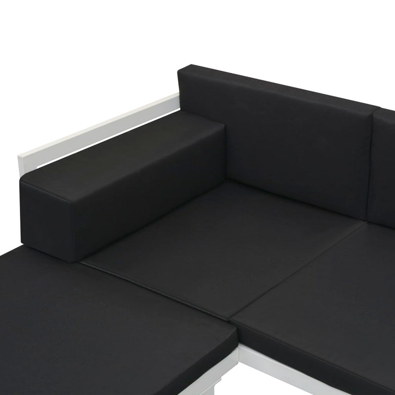 4 Piece Patio Lounge Set with Cushions Aluminium Black