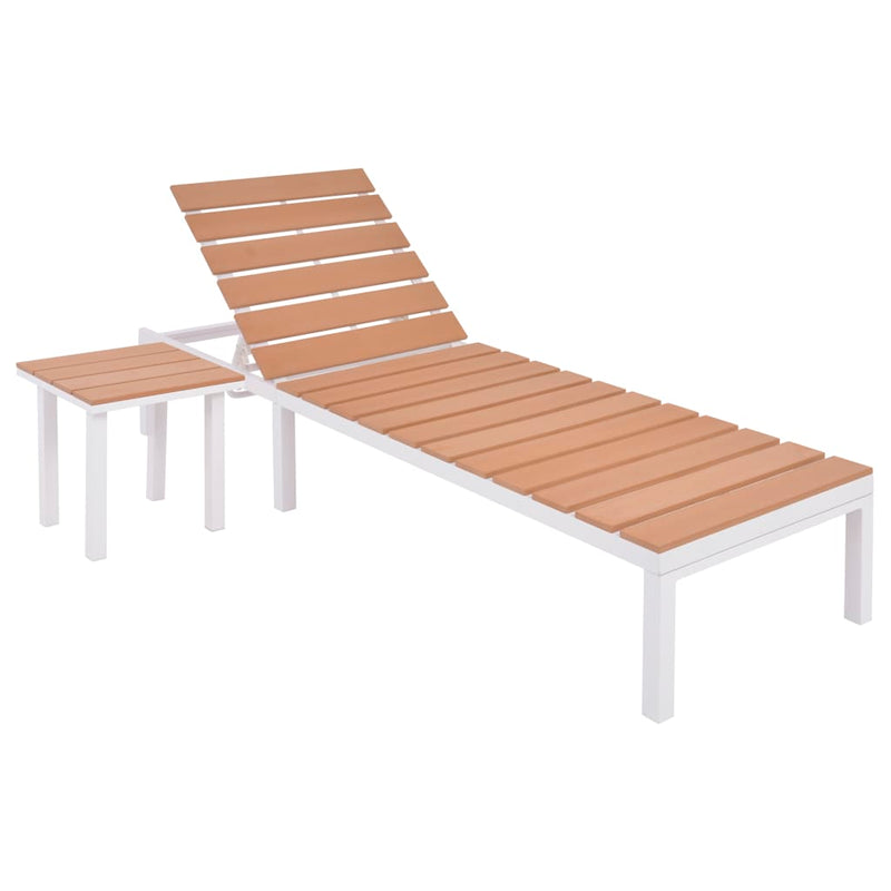 Sun Lounger with Table Aluminium WPC and Brown