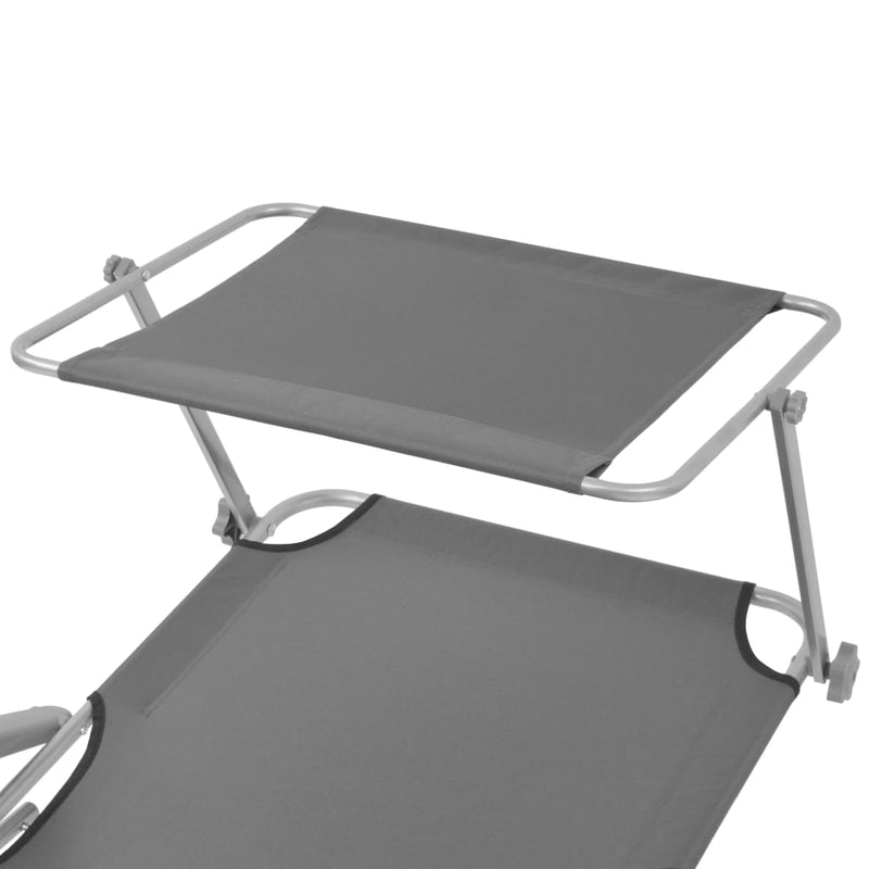 Sun Lounger with Canopy Steel Gray