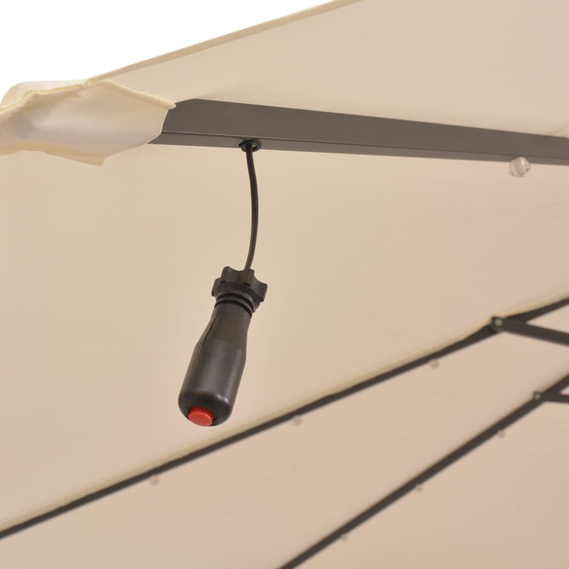 Hanging Parasol with LED Lighting 118.1" Sand Metal Pole