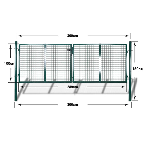 Fence Gate Steel 120.5"x59.1" Green