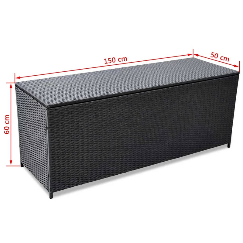 Patio Storage Box Black 59"x19.7"x23.6" Poly Rattan