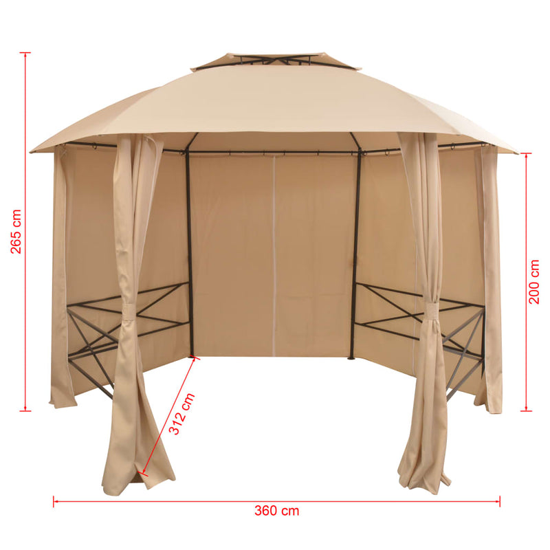 Garden Marquee Pavilion Tent with Curtains 11' 9"x8' 8"