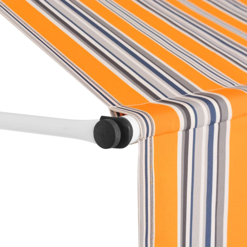 Manual Retractable Awning 157.5" Yellow and Blue Stripes
