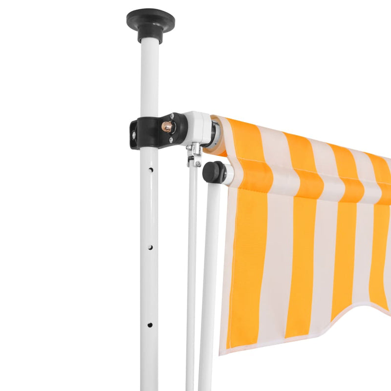 Manual Retractable Awning 59" Orange and White Stripes