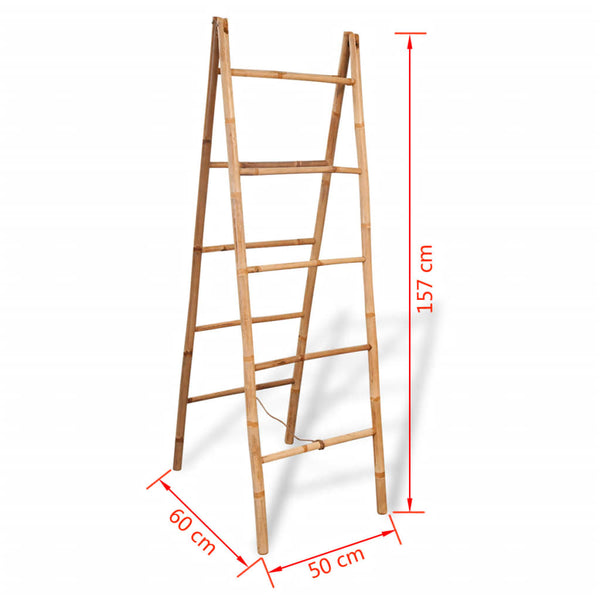 Double Towel Ladder with 5 Rungs Bamboo 19.7"x63"
