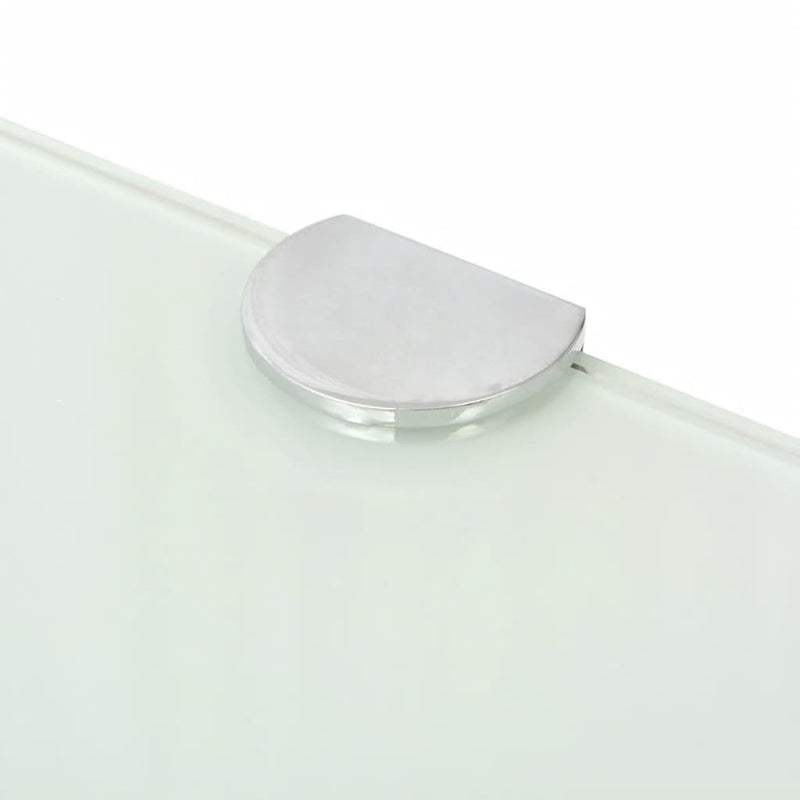 Corner Shelf with Chrome Supports Glass White 13.8"x13.8"