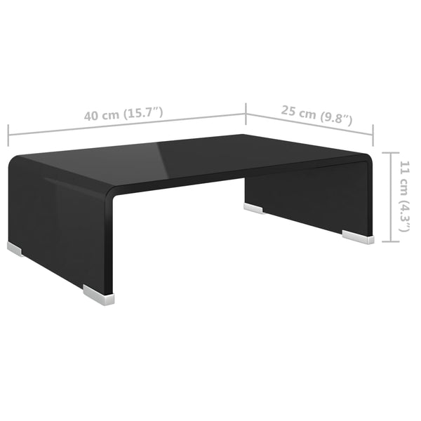 TV Stand / Monitor Riser Glass Black 15.7"x9.8"x4.3"