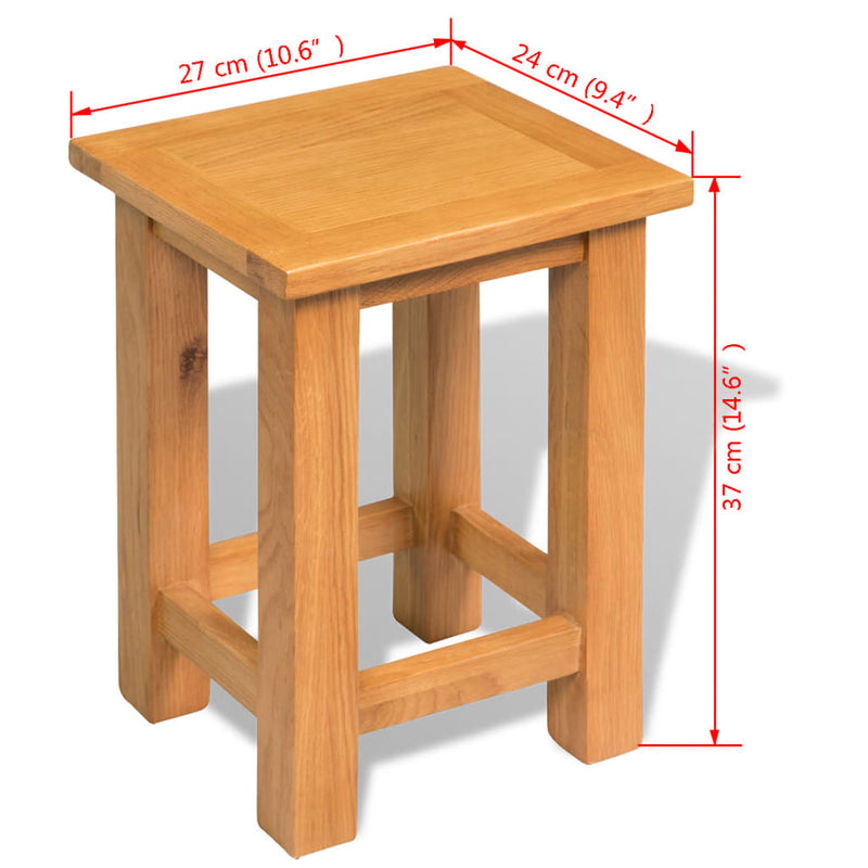 End Table Solid Oak Wood 10.6"x9.4"x14.6"