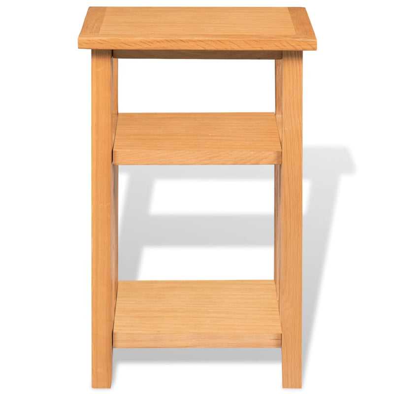 End Table with Magazine Shelf Solid Oak Wood 10.6"x13.8"x21.7"