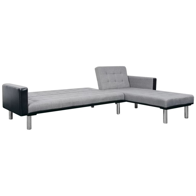 L-shaped Sofa Bed Fabric Black and Gray