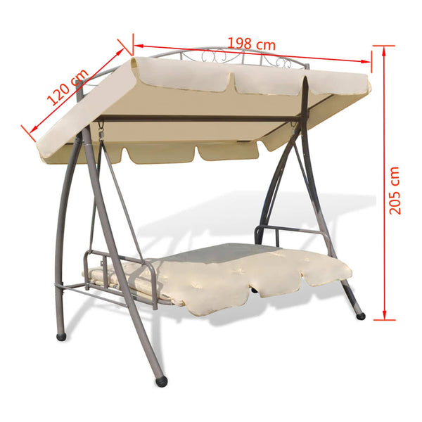 Outdoor Convertible Swing Bench with Canopy Sand White