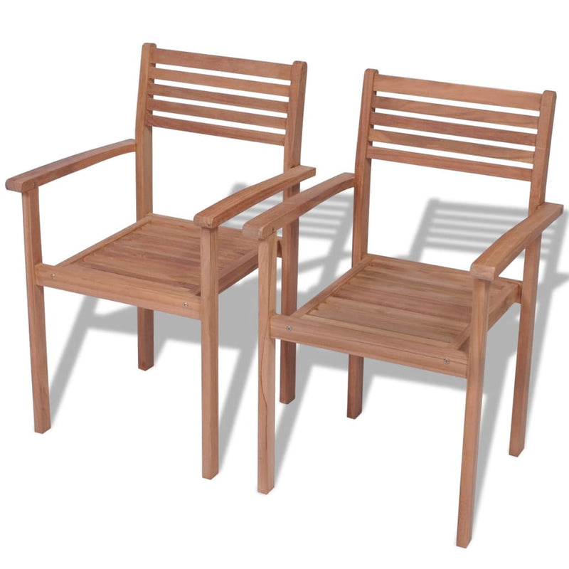 Stackable Patio Chairs 2 pcs Solid Teak Wood
