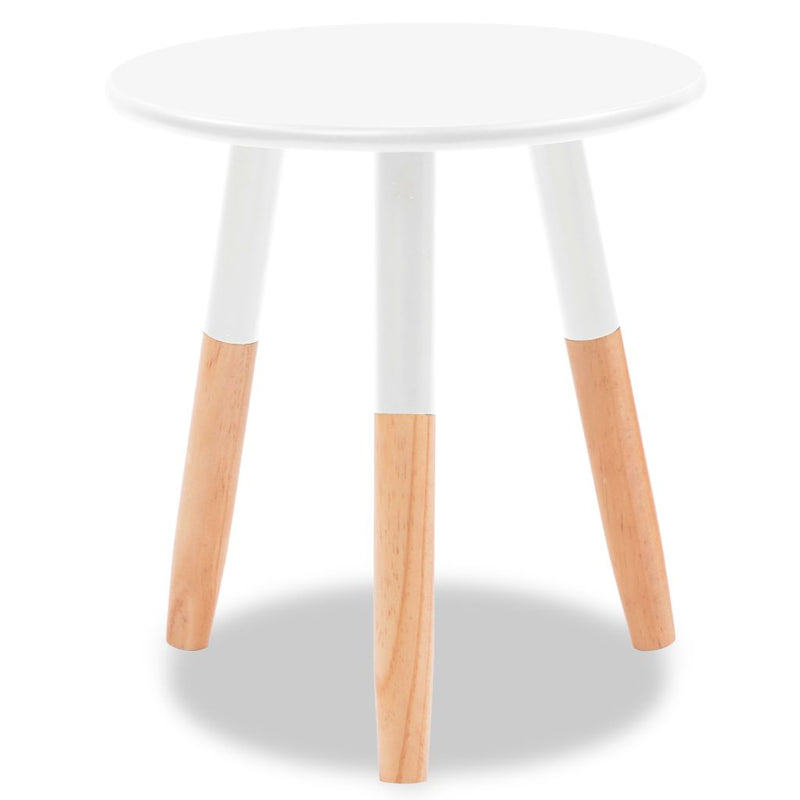 Side Table Set 2 Pieces Solid Pinewood White