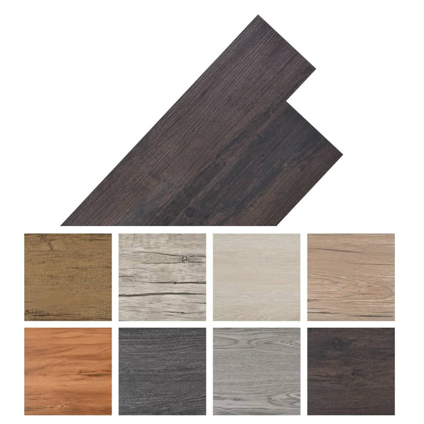 Self-adhesive PVC Flooring Planks 54 ftÂ² 0.08" Dark Brown