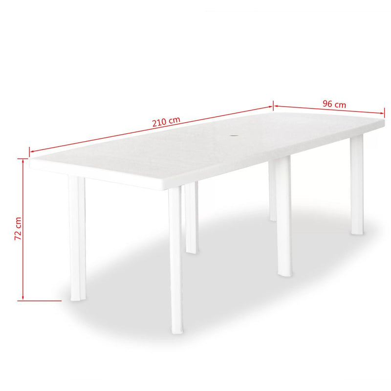 Patio Table White 82.7"x37.8"x28.3" Plastic