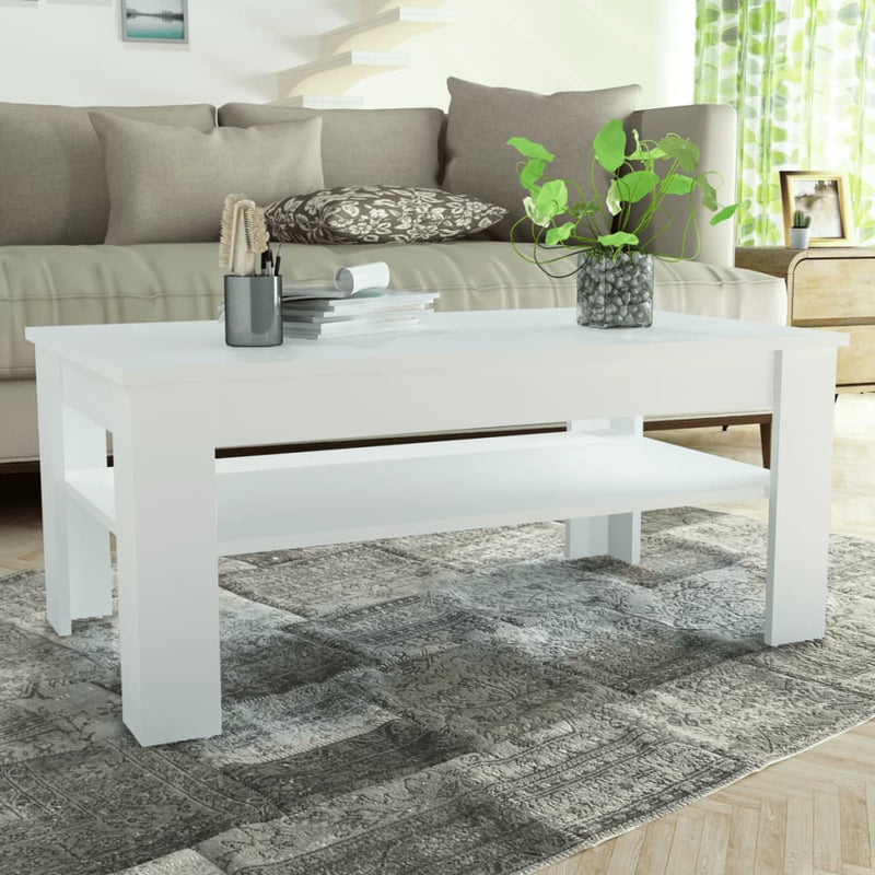 Coffee Table Chipboard 43.3"x25.6"x18.9" White