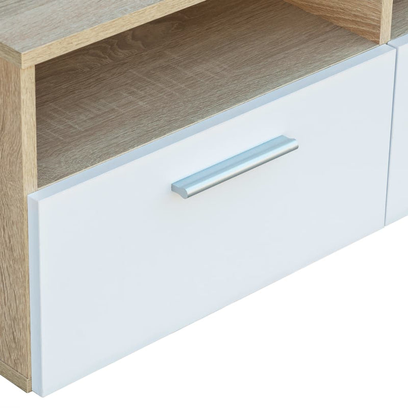 TV Cabinet Chipboard 37.4"x13.8"x14.2" Oak and White