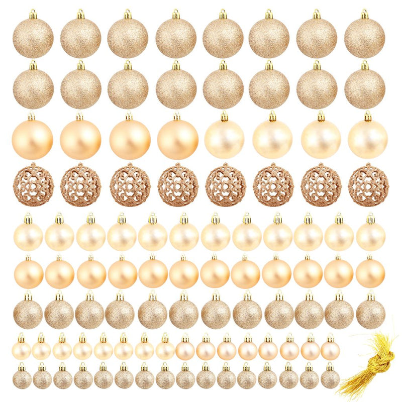 100 Piece Christmas Ball Set 1.2"/1.6"/2.4" Rose/Gold