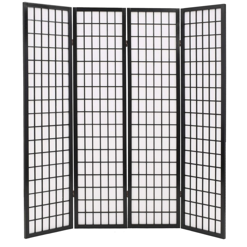 Folding 4-Panel Room Divider Japanese Style 63"x66.9" Black