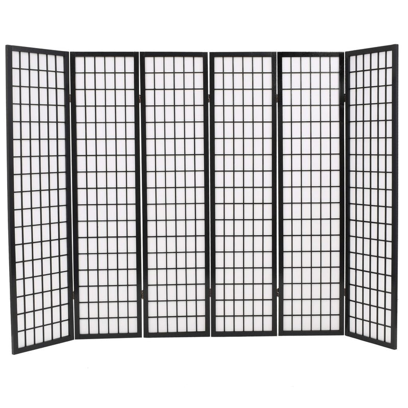 Folding 6-Panel Room Divider Japanese Style 94.5"x66.9" Black