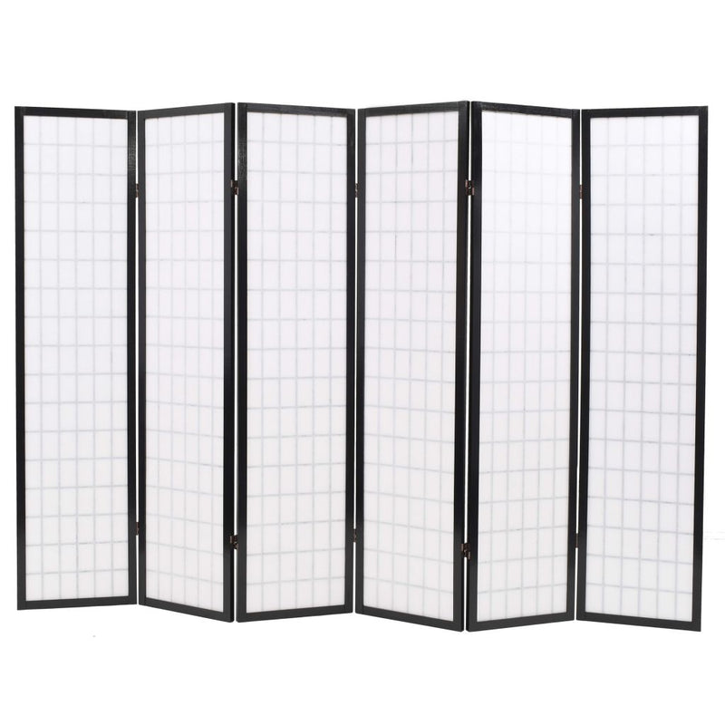 Folding 6-Panel Room Divider Japanese Style 94.5"x66.9" Black