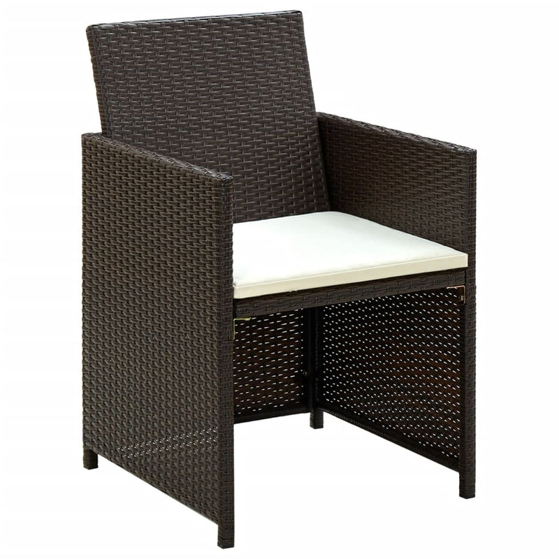 4 Piece Patio Lounge with Cushions Set Poly Rattan Brown