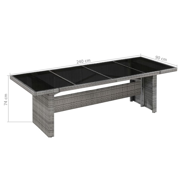 Patio Table 94.5"x35.4"x29.1" Poly Rattan and Glass