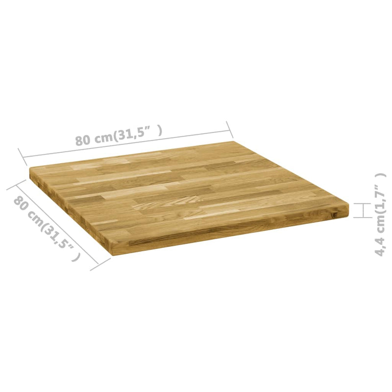 Table Top Solid Oak Wood Square 1.7" 31.5"x31.5"