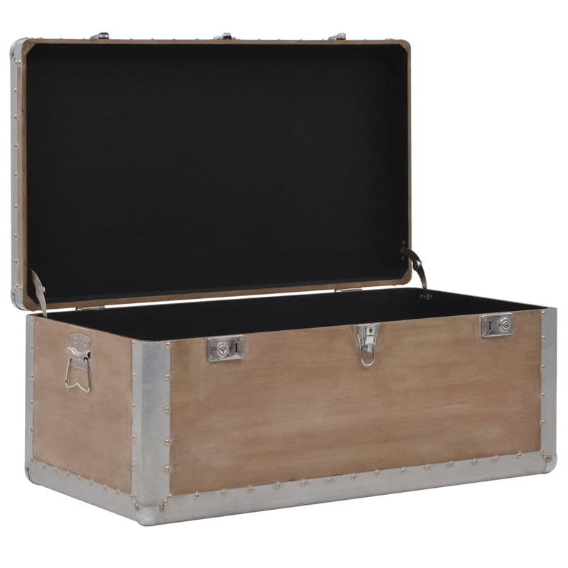 Storage Box Solid Fir Wood 35.8"x20.5"x15.7" Brown