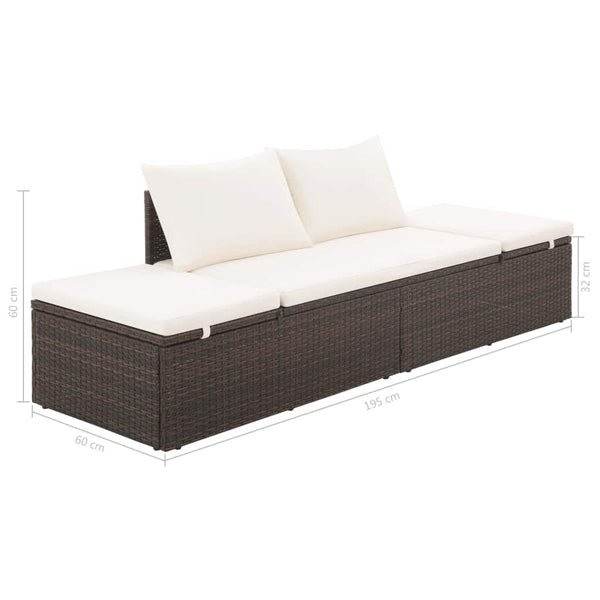 Patio Bed Brown 76.8"x23.6" Poly Rattan