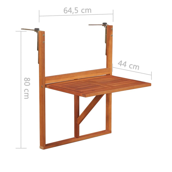 Hanging Balcony Table 51.1"x35.4"x28.3" Solid Acacia Wood