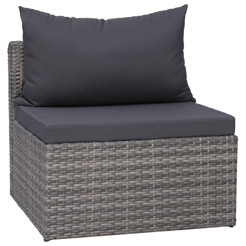 5 Piece Patio Sofa Set with Cushions & Pillows Poly Rattan Gray
